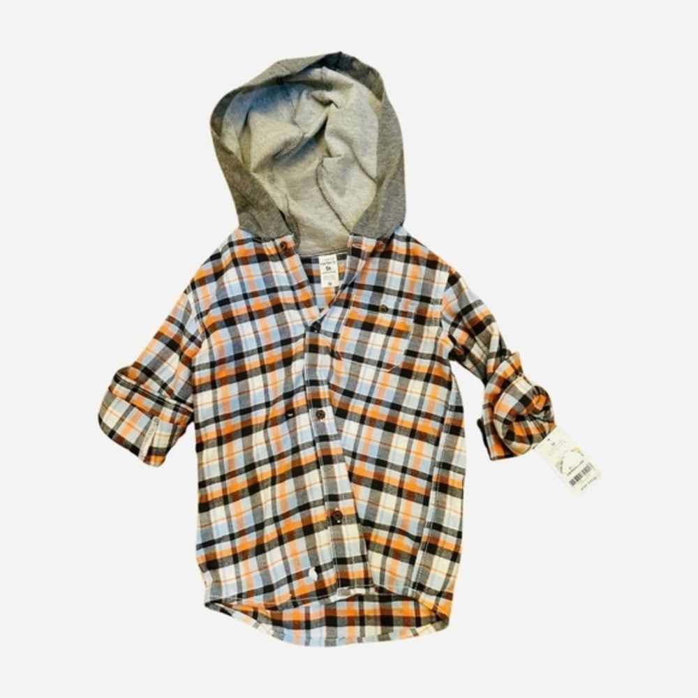 NWT-Carter’s Hooded Flannel Button-Down Shirt - size 5T